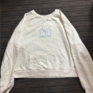 Cream Sweatshirt with Blue Logo